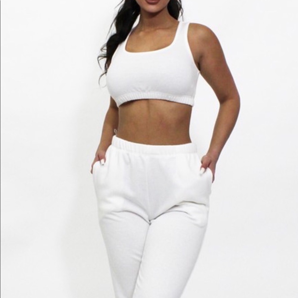 Cropped Tank and Jogger Set WHITE